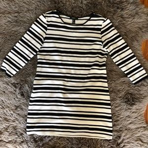 3/4 Quarter Sleeve Striped Mini Dress